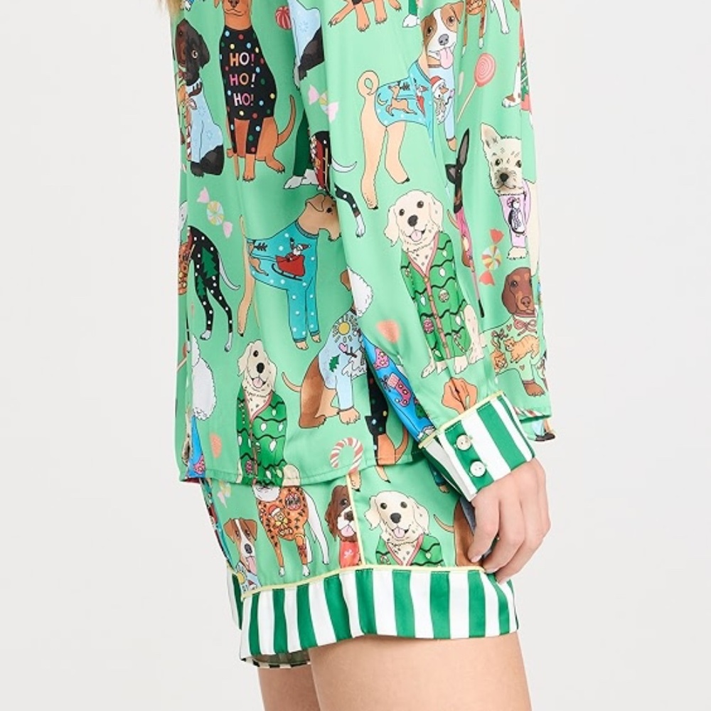 Karen Mabon Christmas Sweater Day-Dogs Long Sleeve with Shorts PJ Set Sz S - Picture 5 of 7